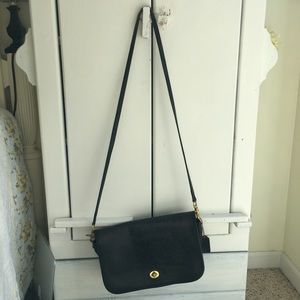 Vintage Black Leather COACH Crossbody Bag